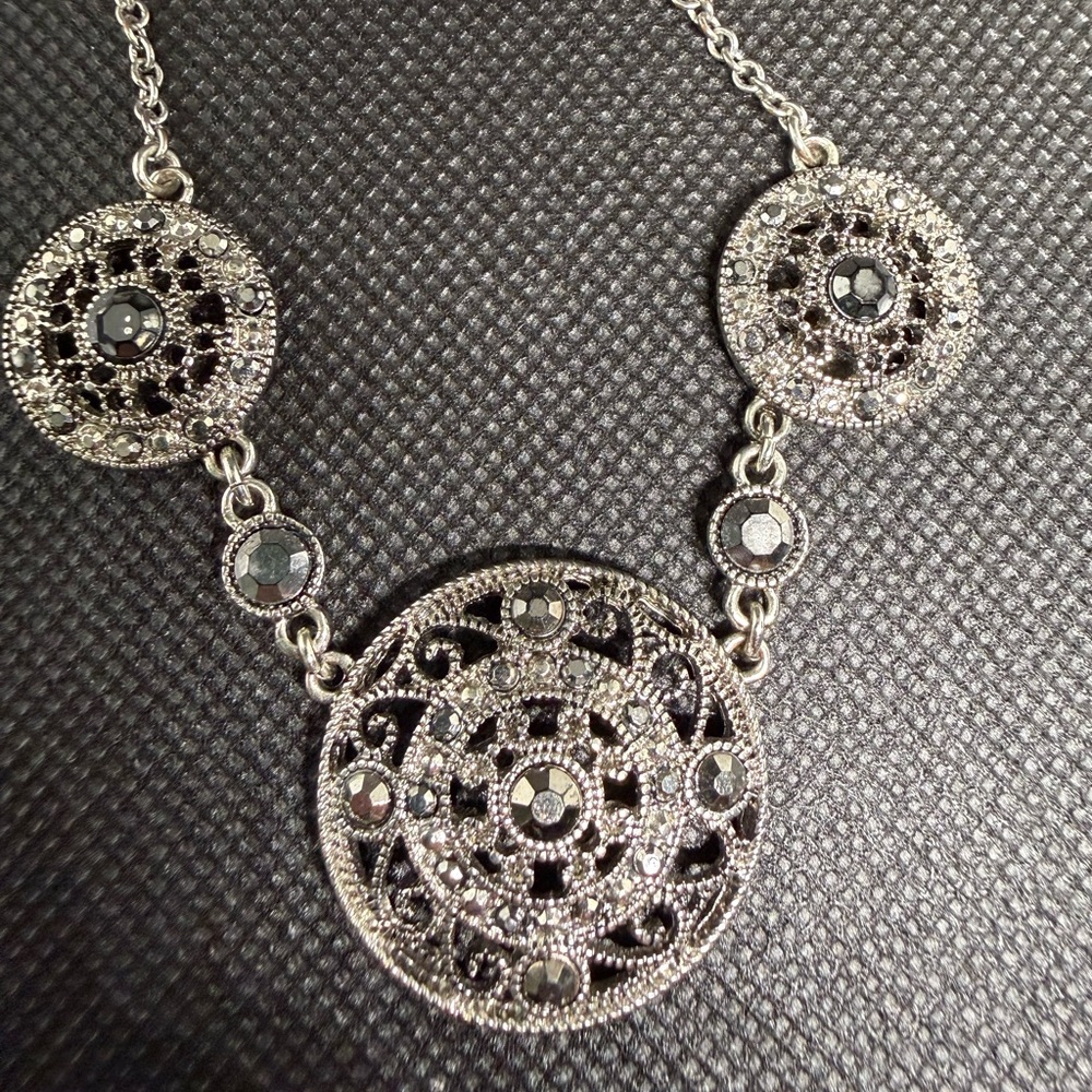 Elegant Lauren Conrad Silver Necklace with Intricate Design. Approximately 18”